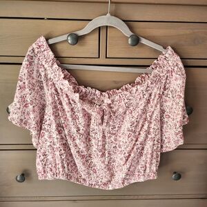Torrid Pink Floral Off-Shoulder Blouse